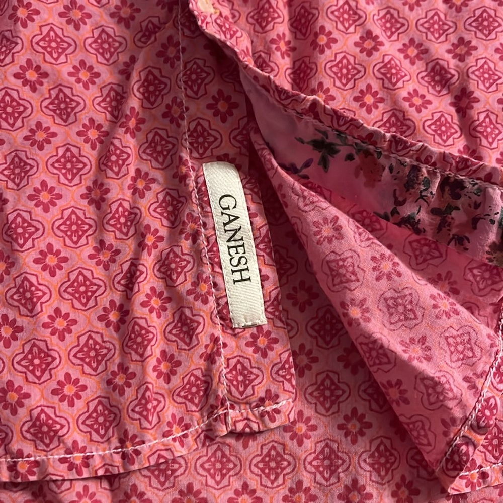 Ganesh Mosaic Graphic Button Down Blouse Size Large - Picture 2 of 6